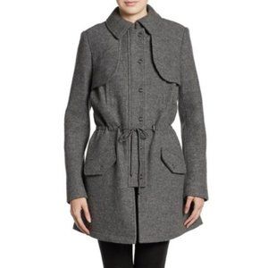 THAKOON ADDITION Drawstring Wool Trenchcoat, Gray, XS